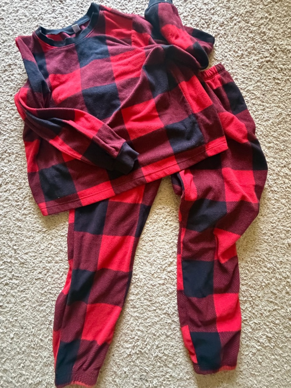 Unisex Red and Black Buffalo Plaid Pajama Set